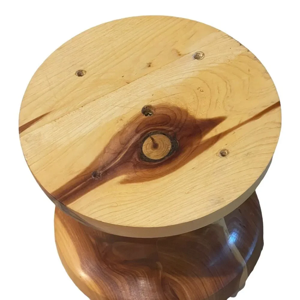 Cedar Wood Candle Holder Mid Century Handcrafted‎ Segmented Lathe Turned 5.5